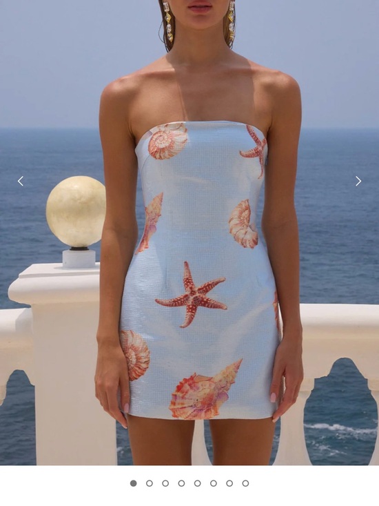 Runaway The Label Dresses & Skirts - Strapless Shell-Print Mini Dress in Light Blue